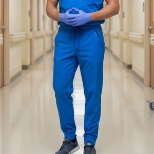 Cherokee Infinity Men's Blue Scrub Jogger Pants Royal Blue Size Medium